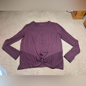 Athleta Maroon Knotted Front Long Sleeve Top Womens Size 1X